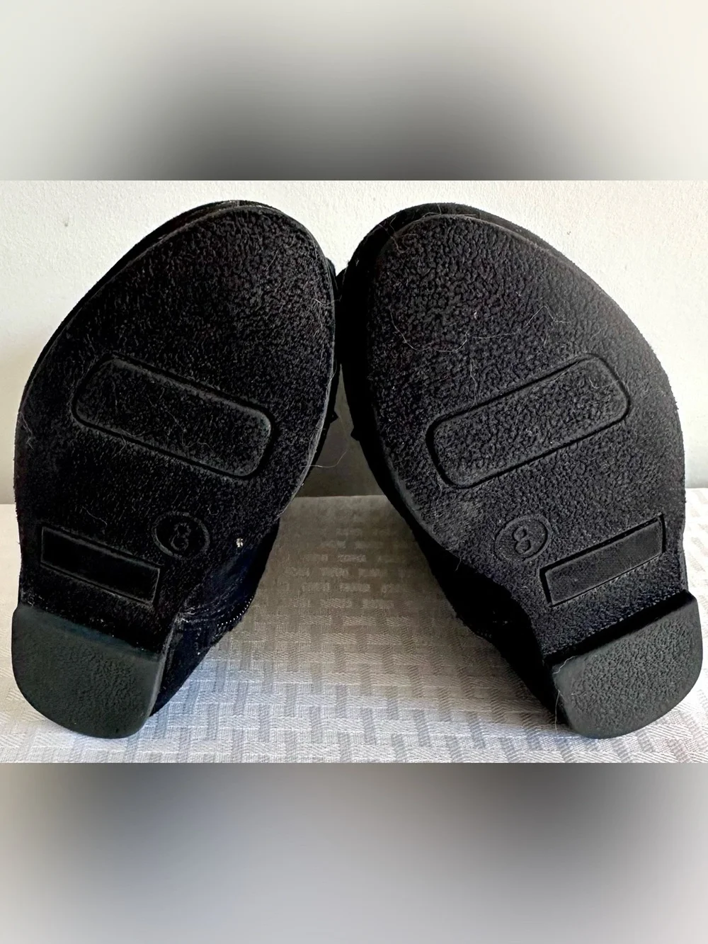 Jumping Beans Girls Black Boots Size 8 Bow Ruched Mid Calf Side Zip